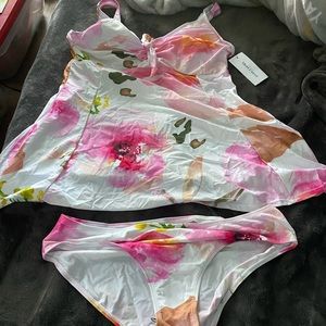 Pink and white tankini 2XL